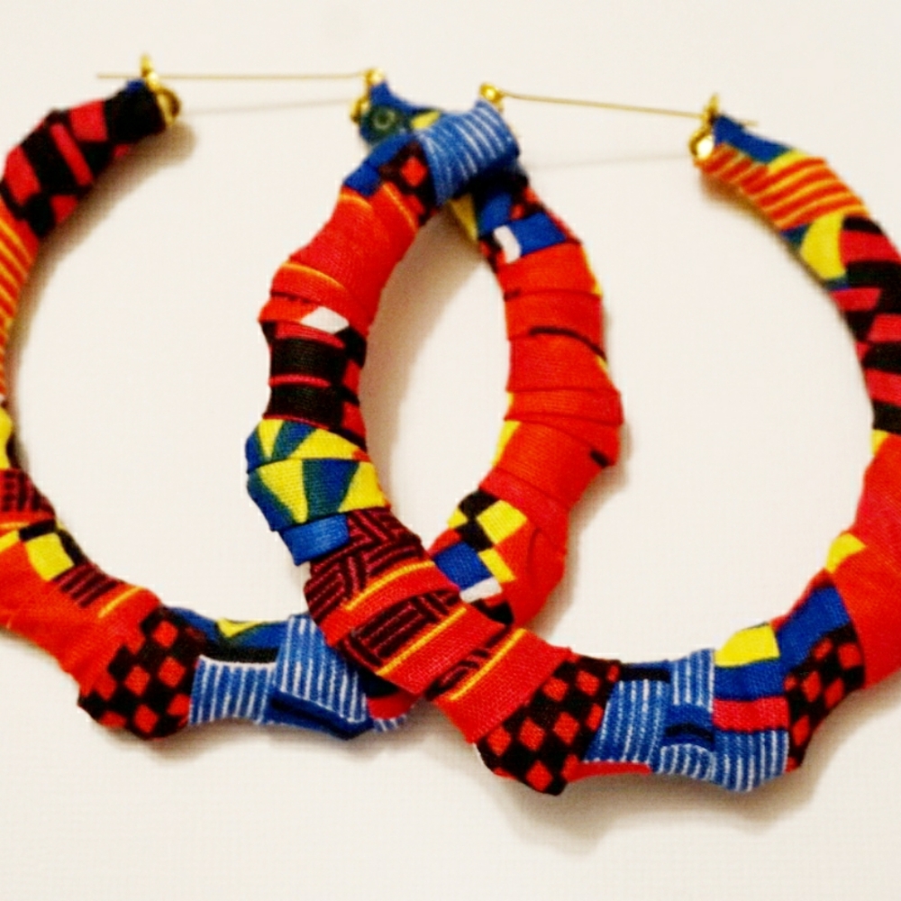 Ankara Fabric Hoop Earrings